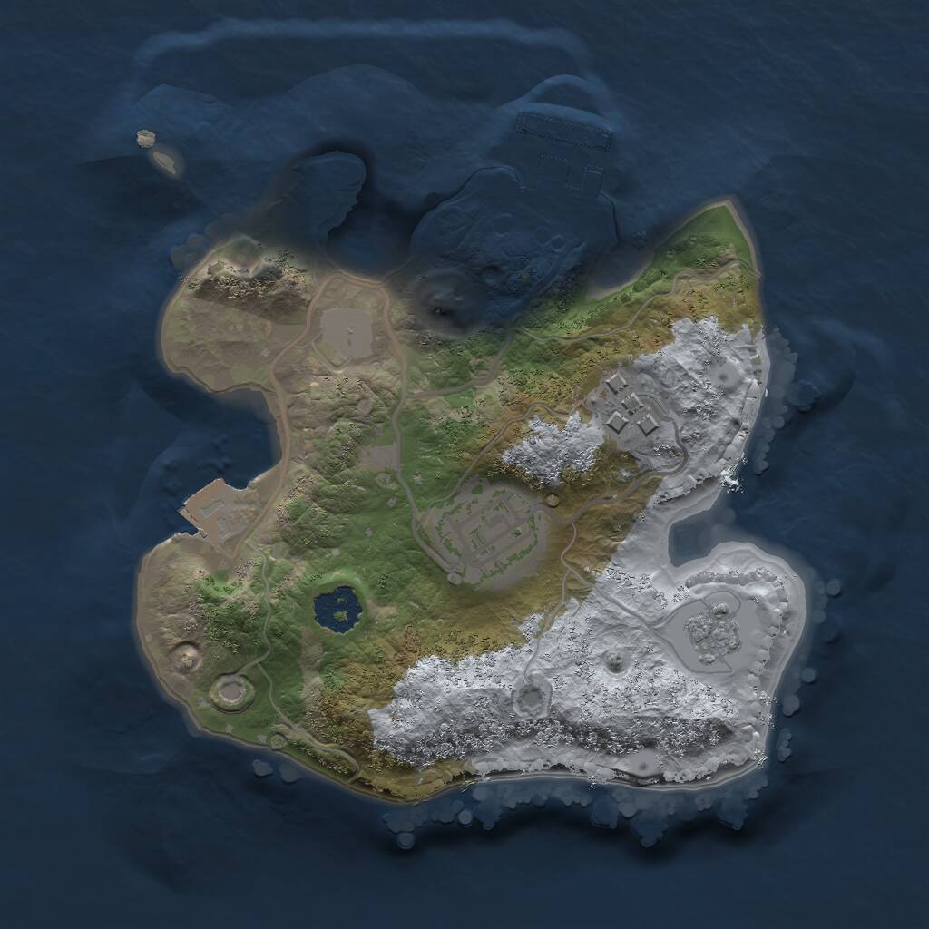 Rust Map: Procedural Map, Size: 2000, Seed: 1268784415, 5 Monuments