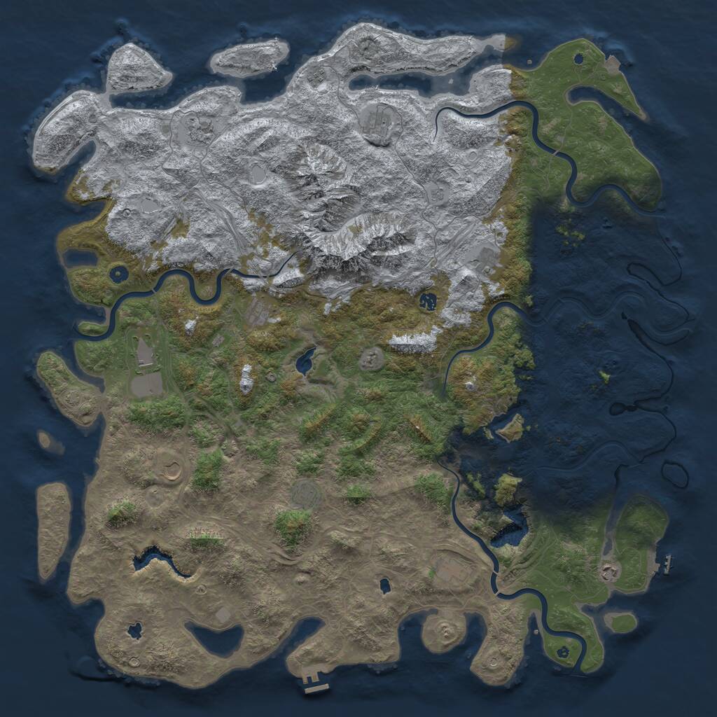 Rust Map: Procedural Map, Size: 6000, Seed: 923238353, 17 Monuments