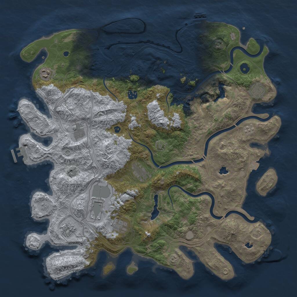 Rust Map: Procedural Map, Size: 4500, Seed: 8461041, 15 Monuments