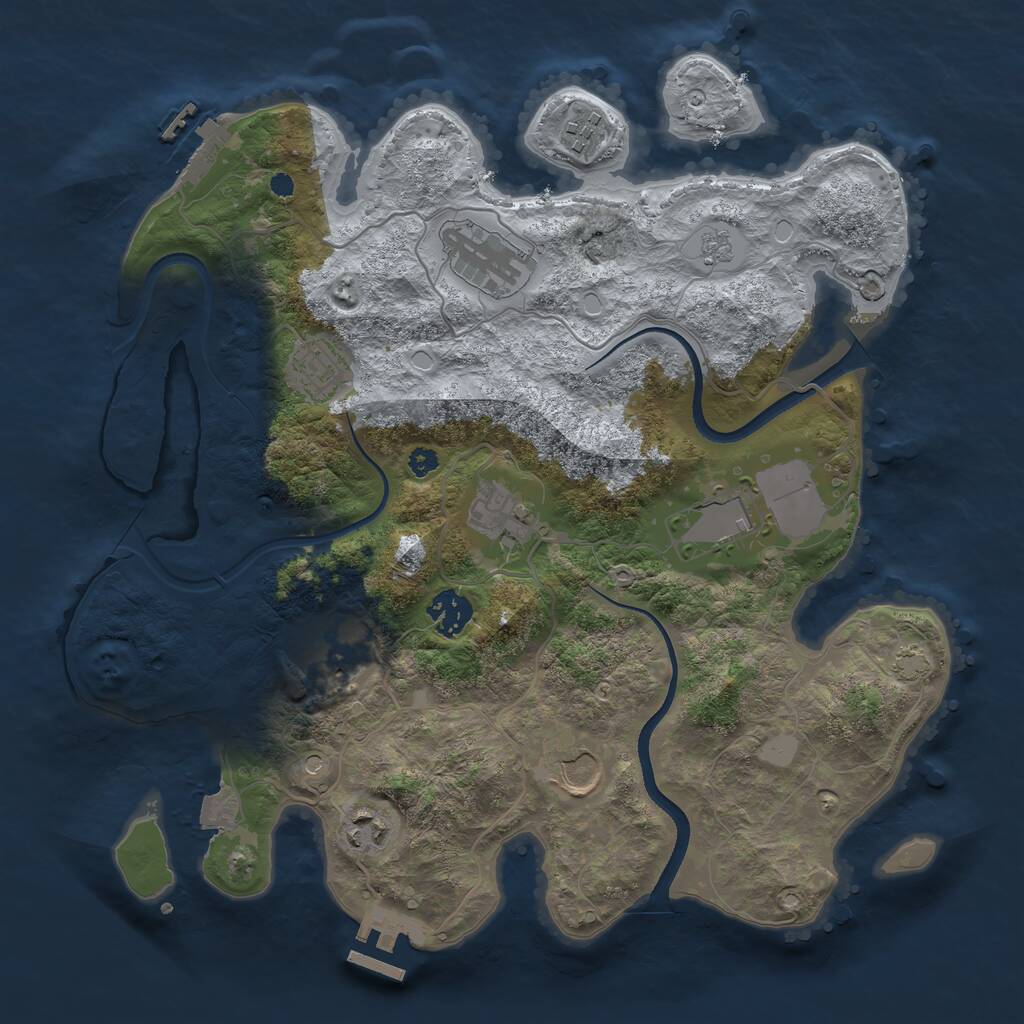 Rust Map: Procedural Map, Size: 3500, Seed: 971051966, 15 Monuments