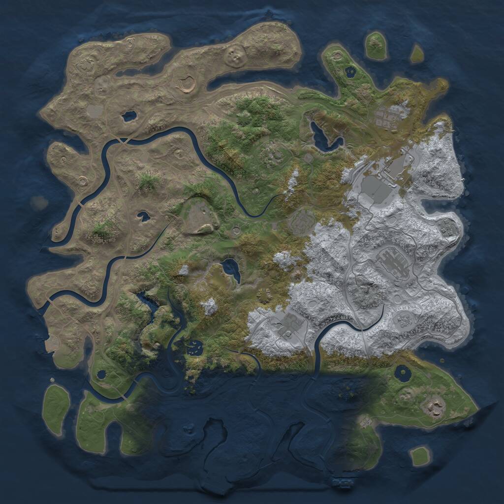 Rust Map: Procedural Map, Size: 4500, Seed: 619075056, 17 Monuments