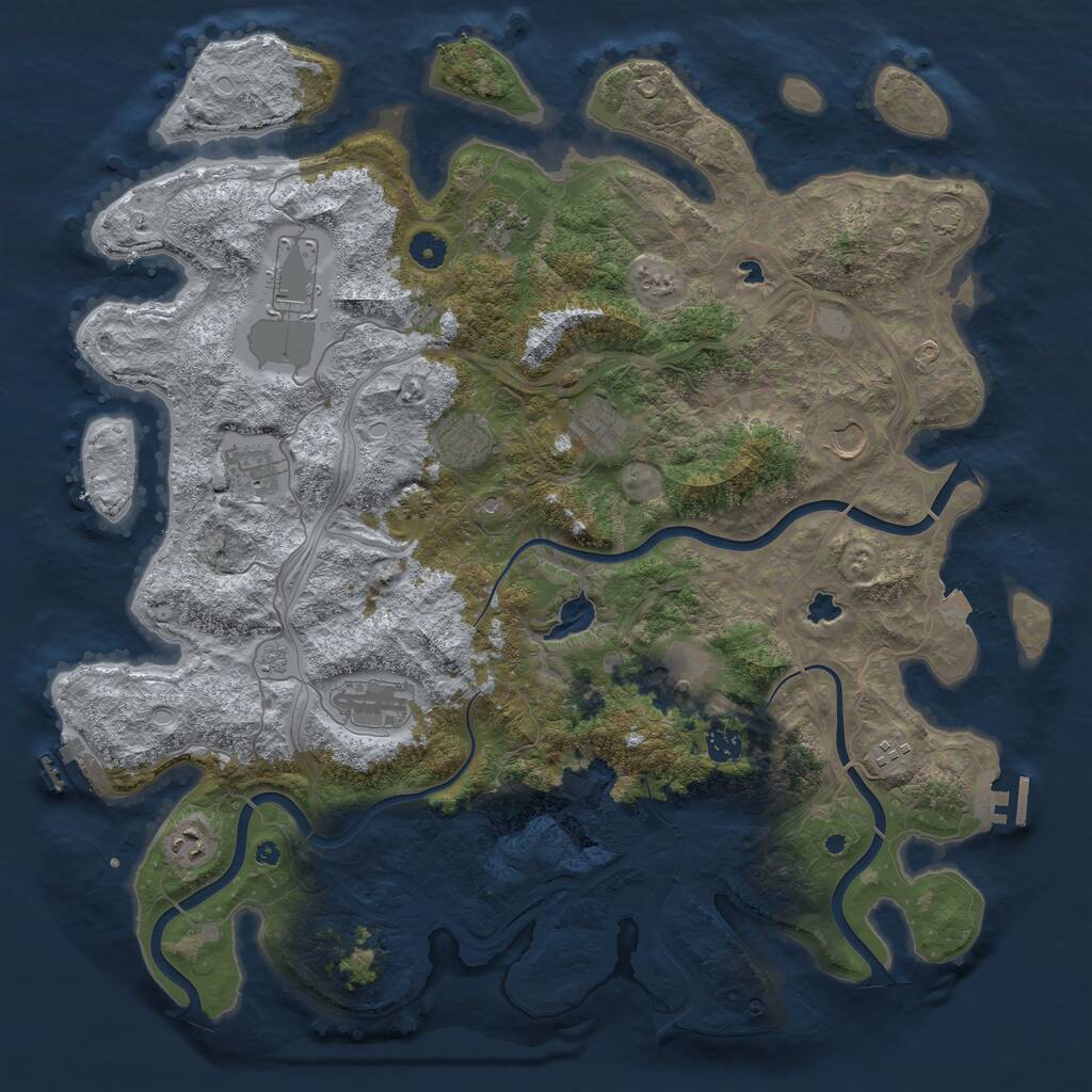 Rust Map: Procedural Map, Size: 4500, Seed: 283620216, 17 Monuments
