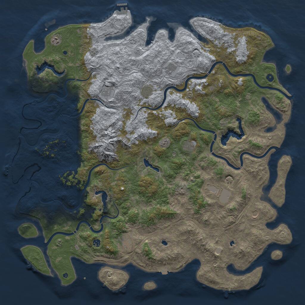 Rust Map: Procedural Map, Size: 6000, Seed: 440011720, 17 Monuments