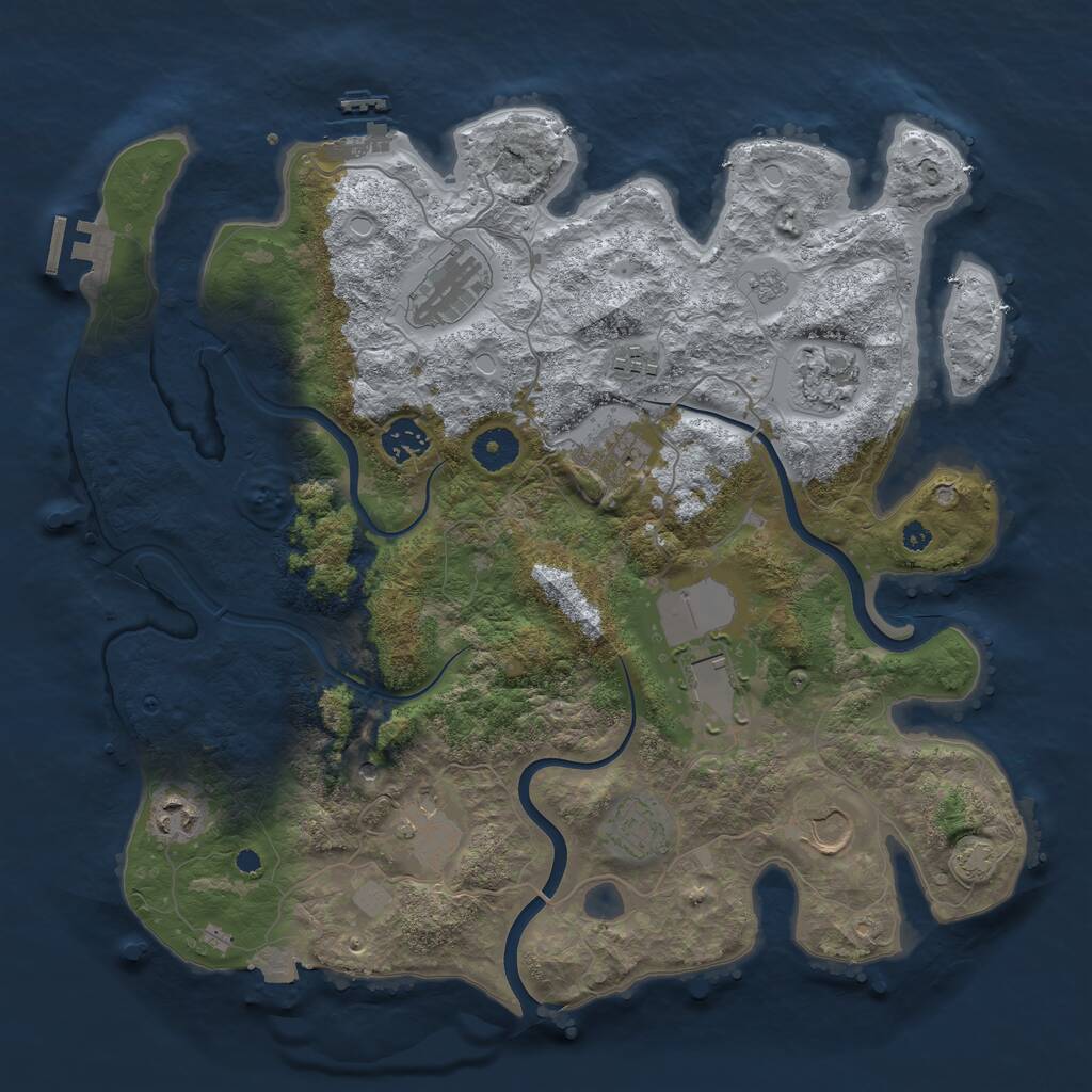 Rust Map: Procedural Map, Size: 3750, Seed: 2101225550, 16 Monuments