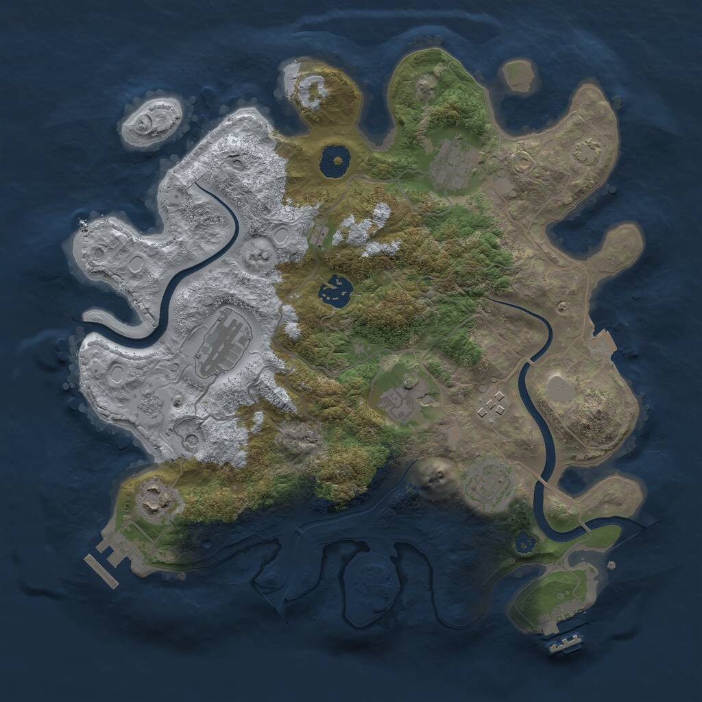 Rust Map: Procedural Map, Size: 3300, Seed: 1140077130, 13 Monuments