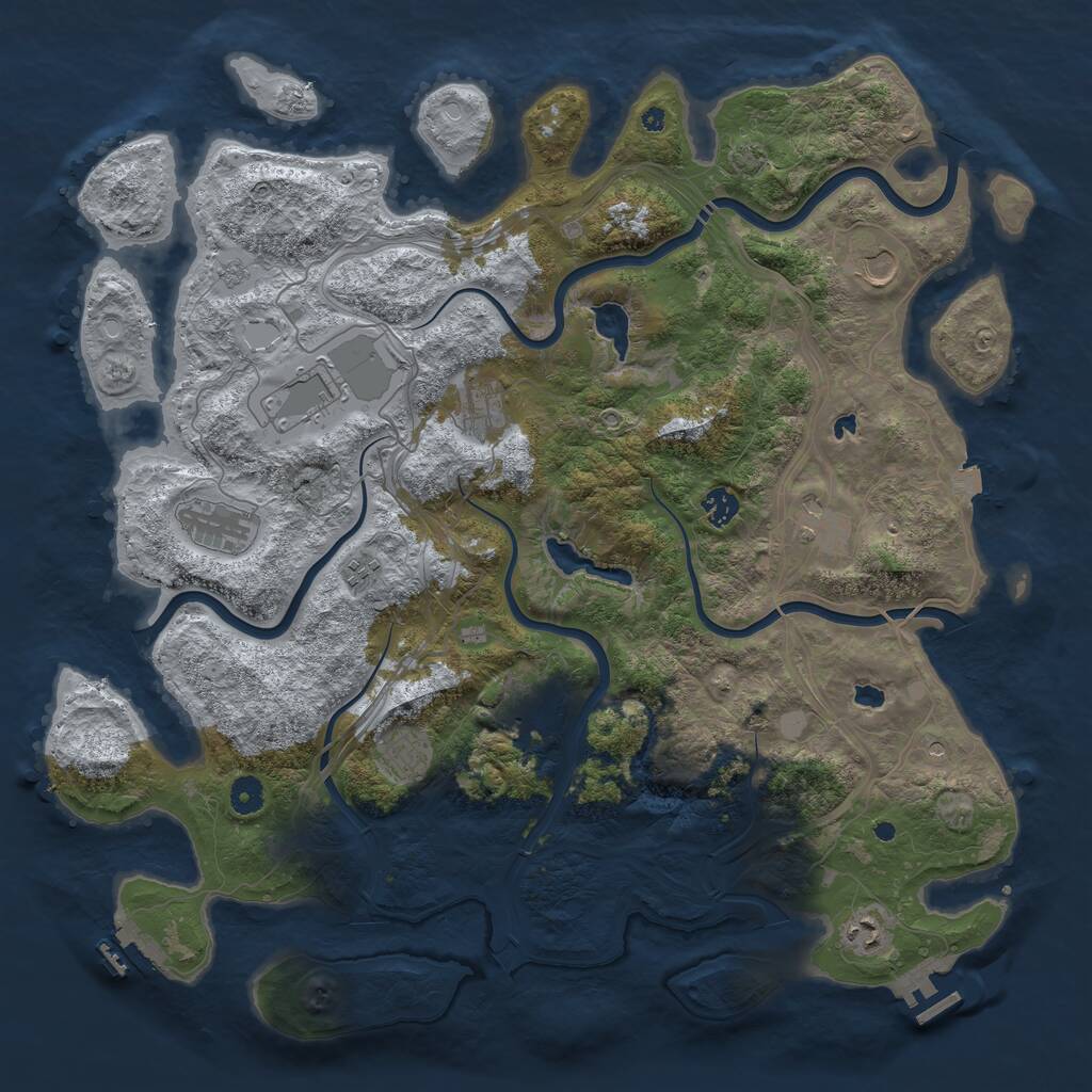 Rust Map: Procedural Map, Size: 4500, Seed: 25874524, 16 Monuments