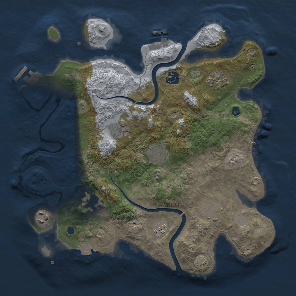 Rust Map: Procedural Map, Size: 3300, Seed: 1273672959, 13 Monuments