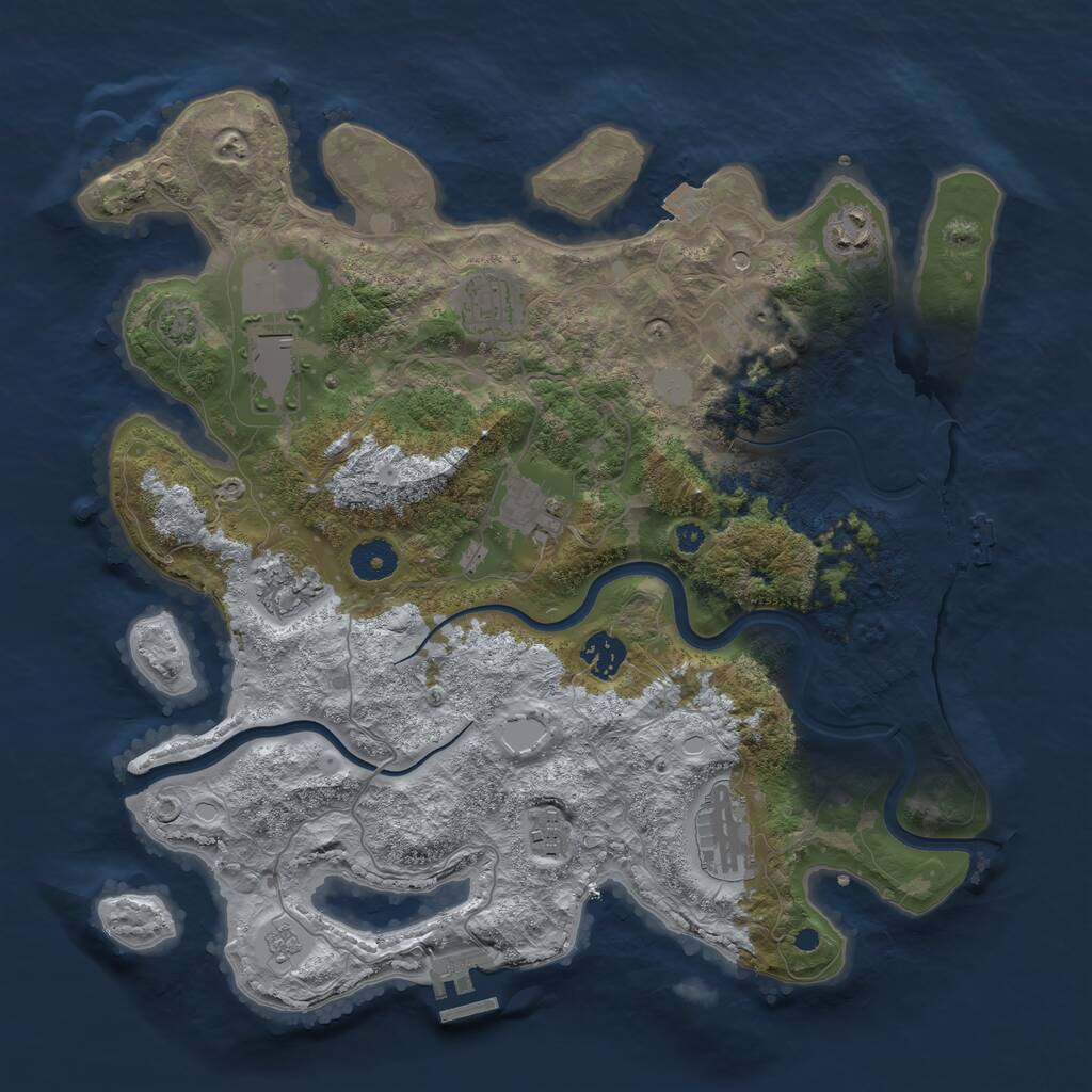 Rust Map: Procedural Map, Size: 3725, Seed: 518417, 15 Monuments
