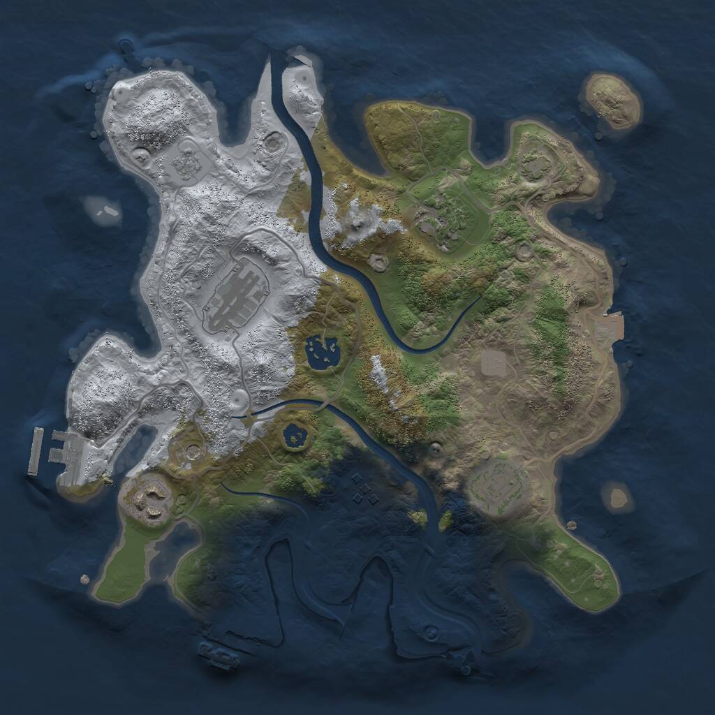 Rust Map: Procedural Map, Size: 3000, Seed: 1200747131, 12 Monuments