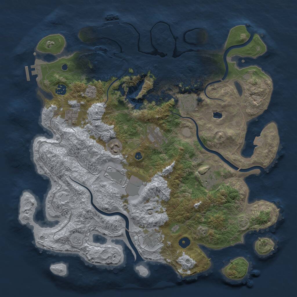 Rust Map: Procedural Map, Size: 4050, Seed: 201285464, 15 Monuments