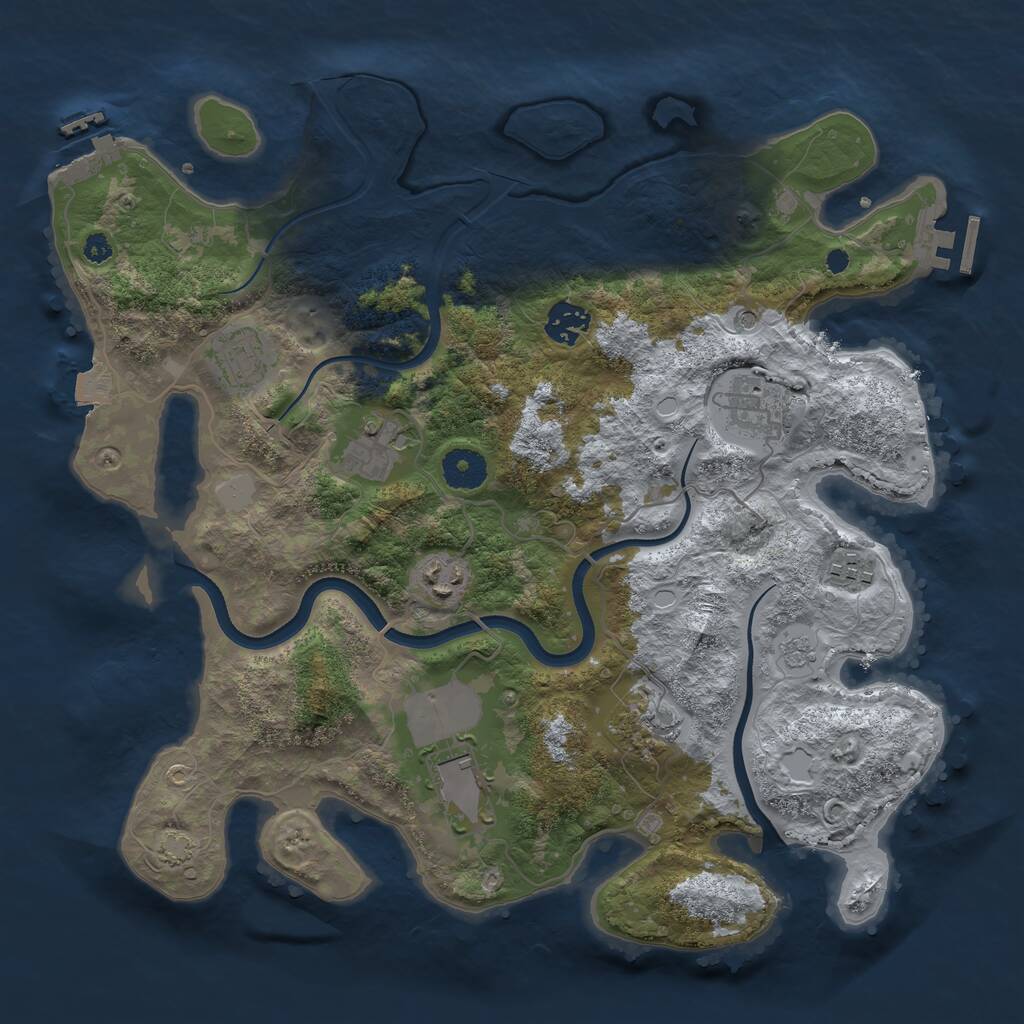 Rust Map: Procedural Map, Size: 3588, Seed: 883477, 14 Monuments