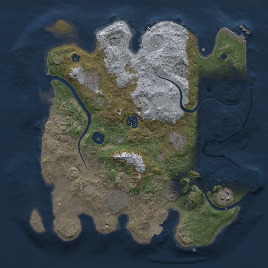 Rust Map: Procedural Map, Size: 3300, Seed: 1069294311, 12 Monuments