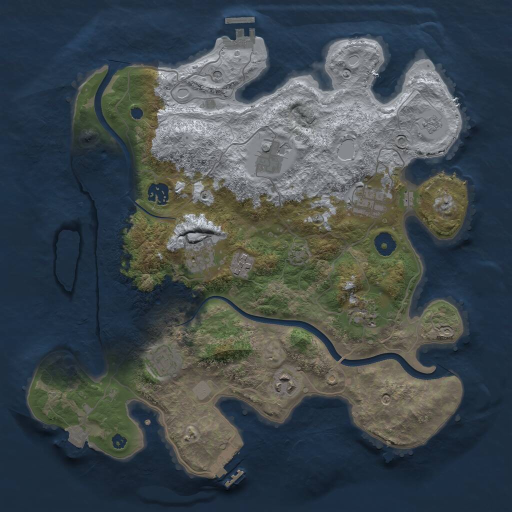 Rust Map: Procedural Map, Size: 3494, Seed: 8476854, 14 Monuments