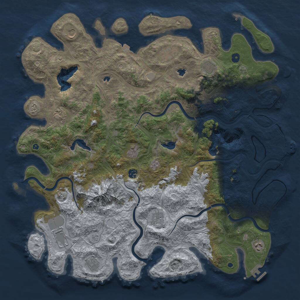 Rust Map: Procedural Map, Size: 5000, Seed: 1047410265, 17 Monuments