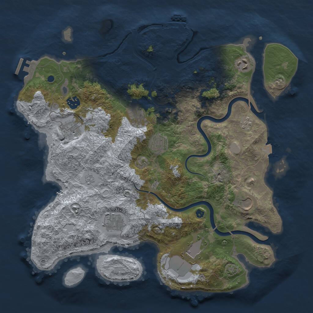 Rust Map: Procedural Map, Size: 3750, Seed: 1904410074, 15 Monuments