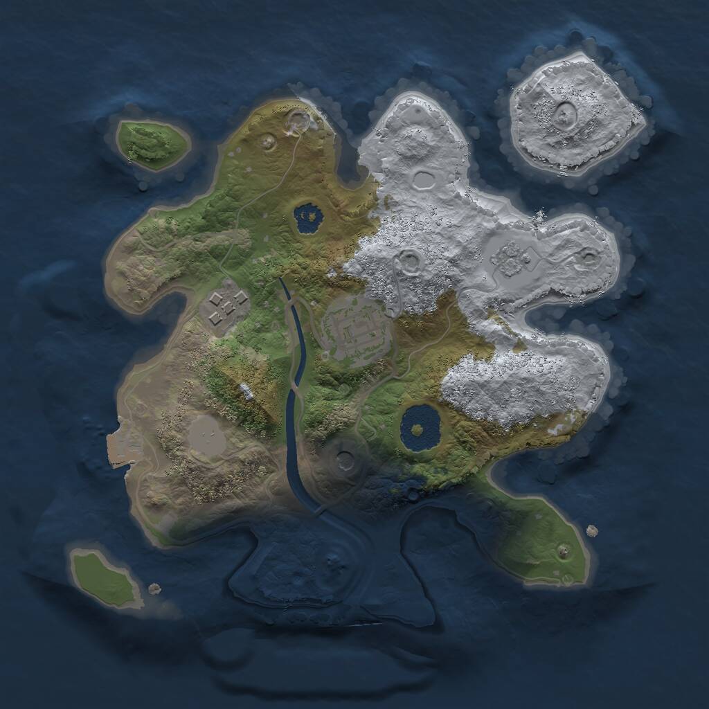 Rust Map: Procedural Map, Size: 2400, Seed: 238951, 5 Monuments