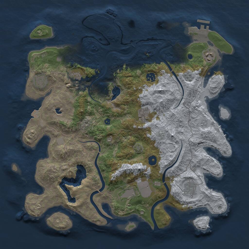 Rust Map: Procedural Map, Size: 4000, Seed: 983753581, 14 Monuments