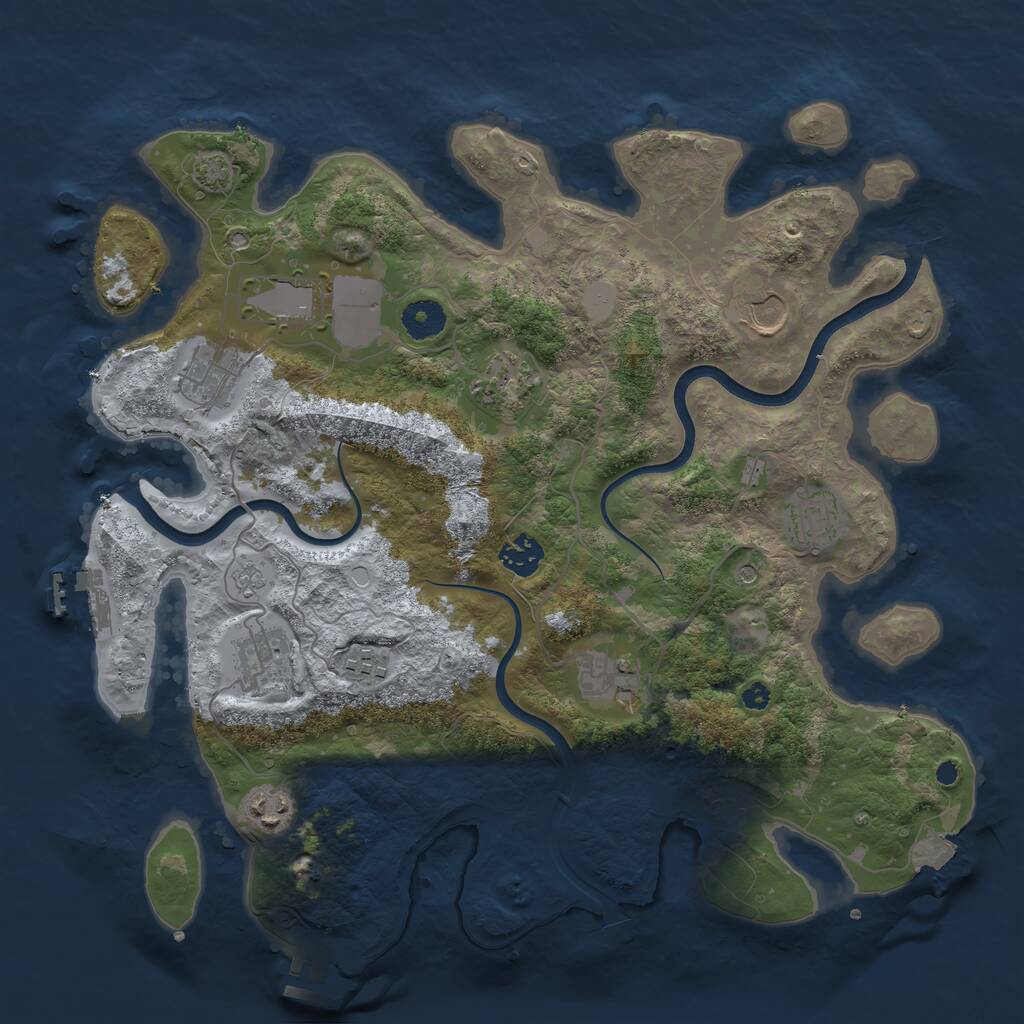 Rust Map: Procedural Map, Size: 3750, Seed: 1784980832, 16 Monuments