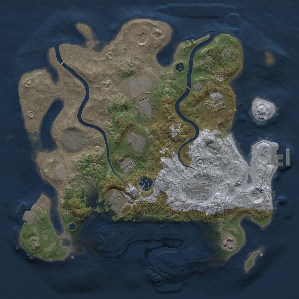 Rust Map: Procedural Map, Size: 3500, Seed: 1312874525, 16 Monuments