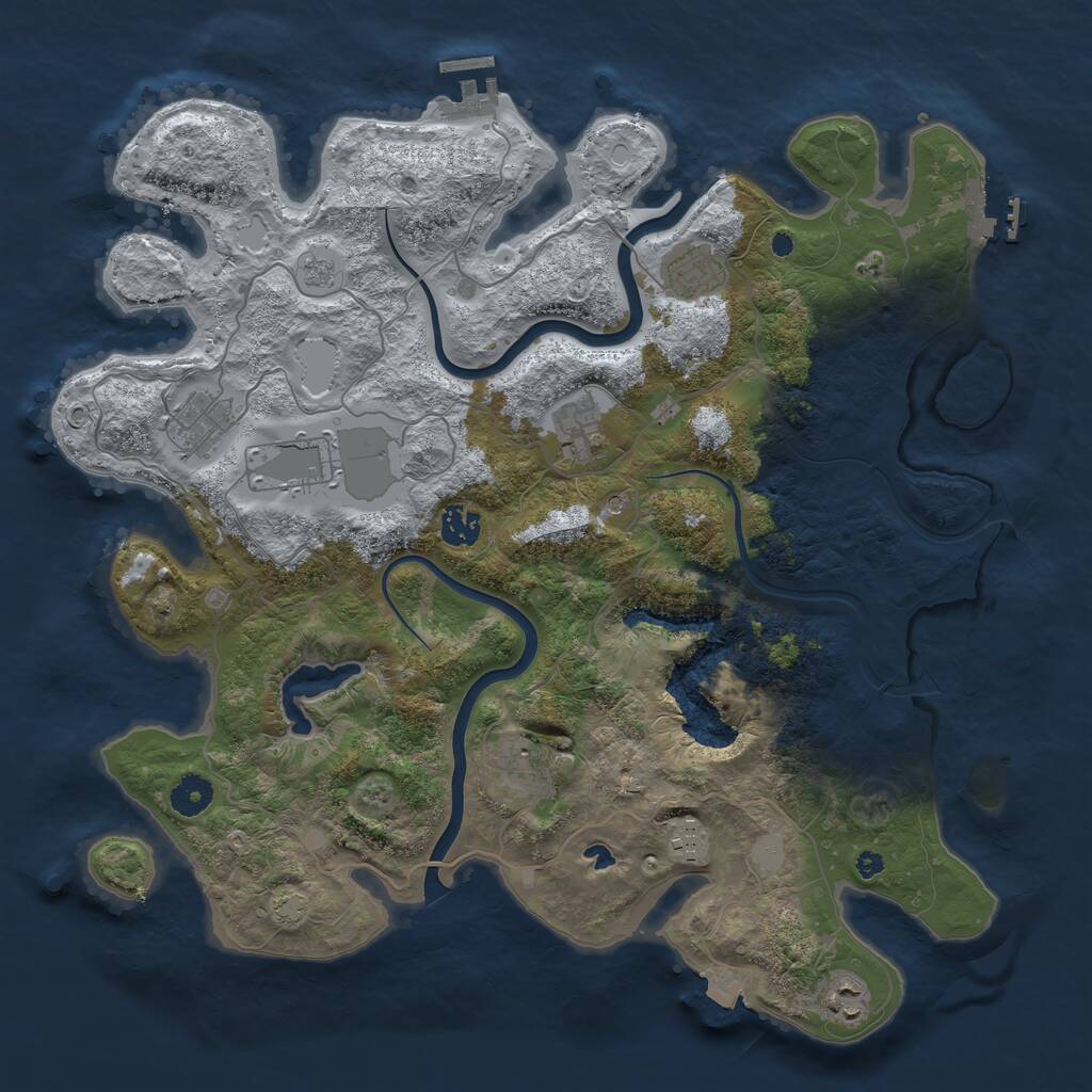 Rust Map: Procedural Map, Size: 4000, Seed: 105787904, 14 Monuments