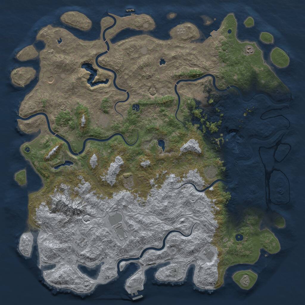Rust Map: Procedural Map, Size: 6000, Seed: 1494512743, 17 Monuments