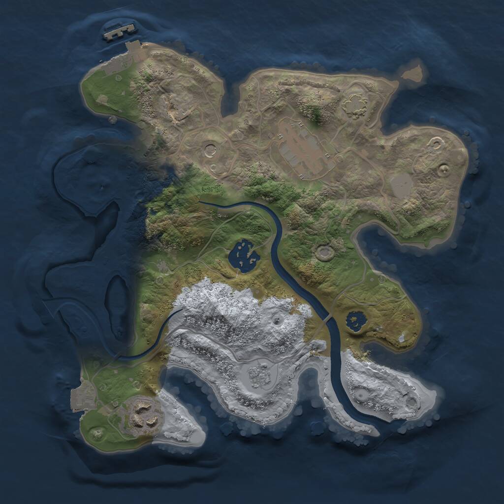 Rust Map: Procedural Map, Size: 2500, Seed: 1006653374, 8 Monuments