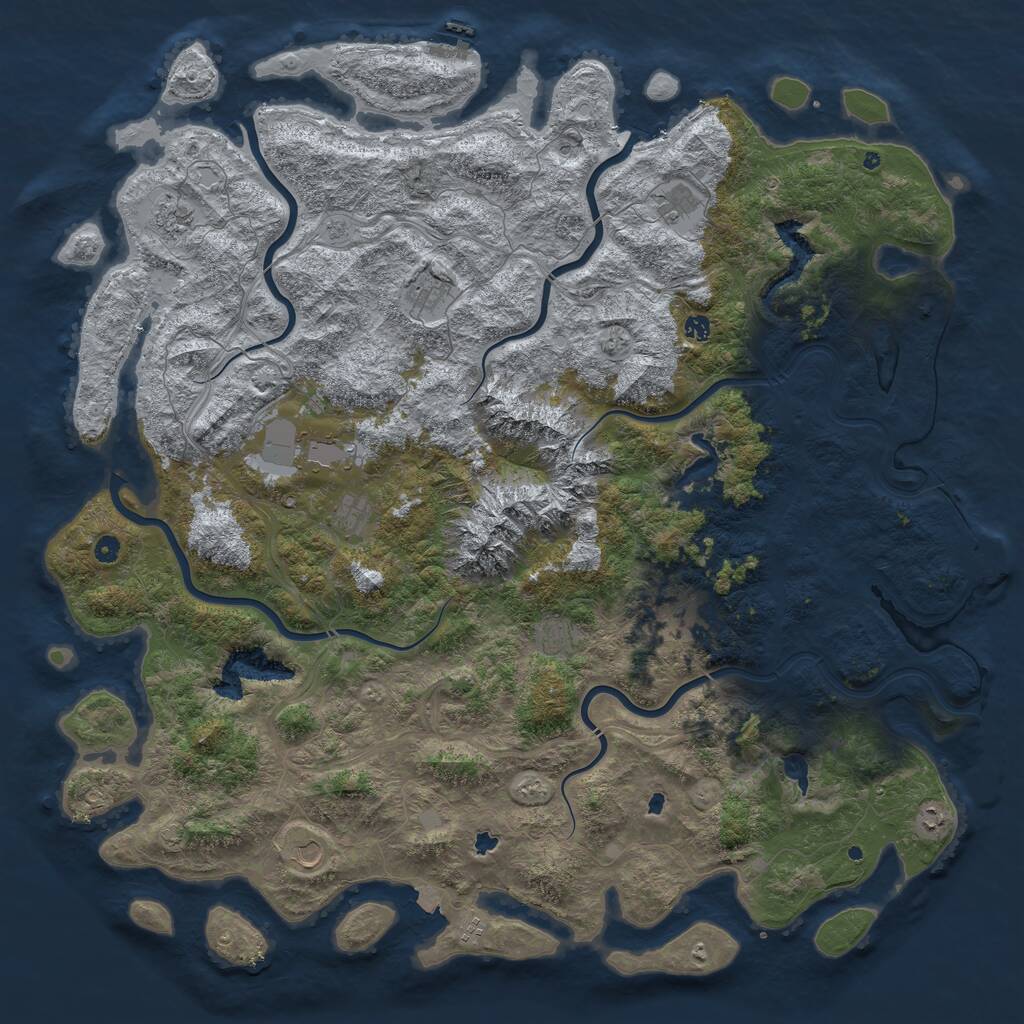 Rust Map: Procedural Map, Size: 5800, Seed: 61384602, 17 Monuments