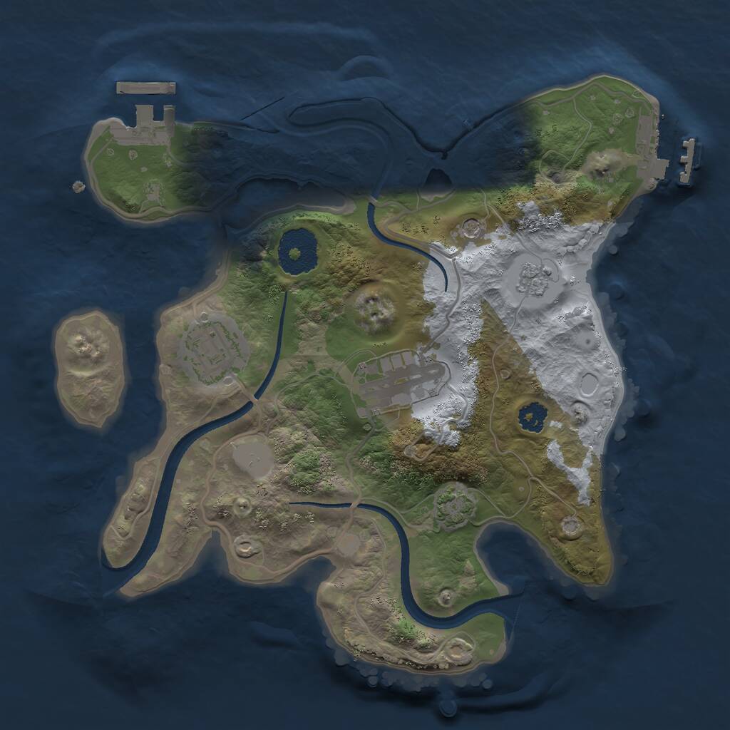 Rust Map: Procedural Map, Size: 2500, Seed: 1387504572, 8 Monuments