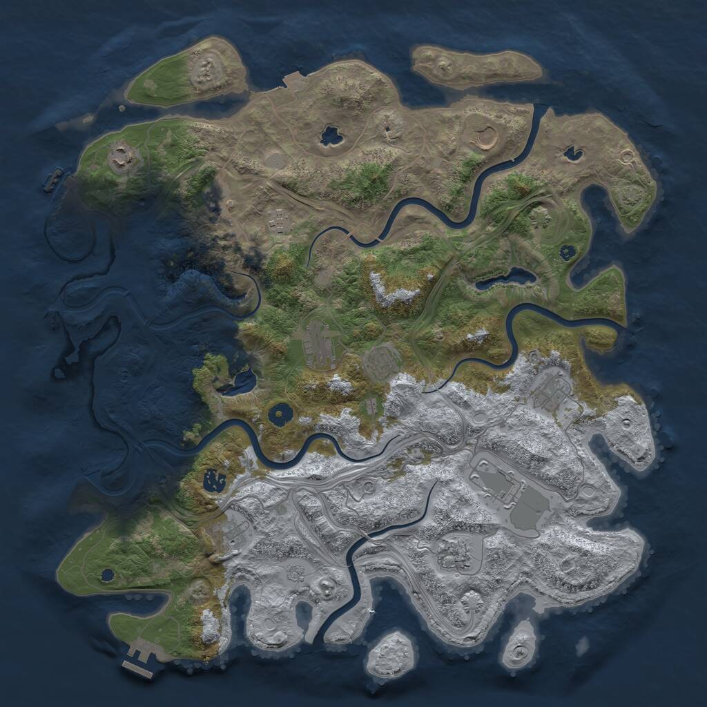 Rust Map: Procedural Map, Size: 4500, Seed: 1247817232, 17 Monuments