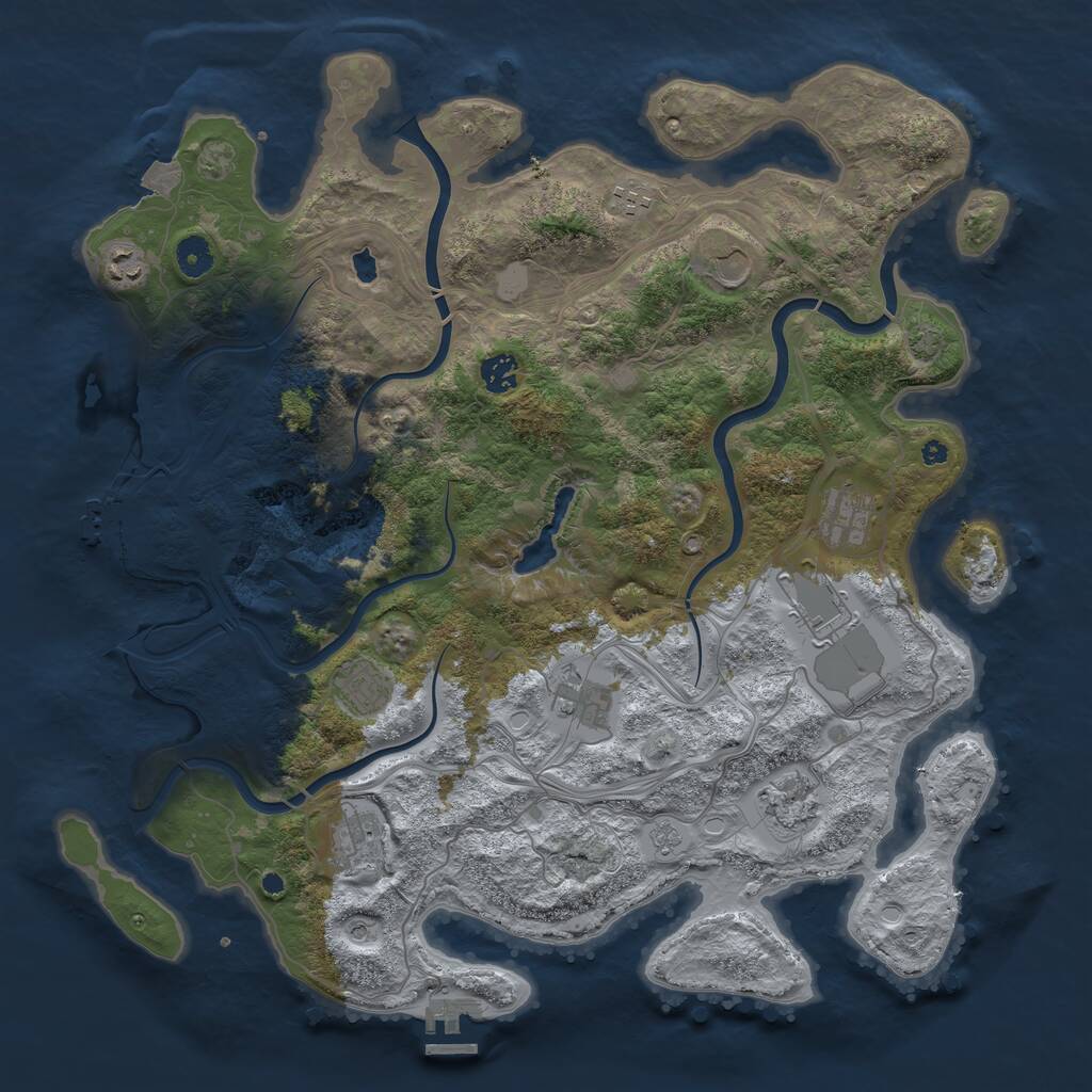 Rust Map: Procedural Map, Size: 4250, Seed: 1487556710, 16 Monuments
