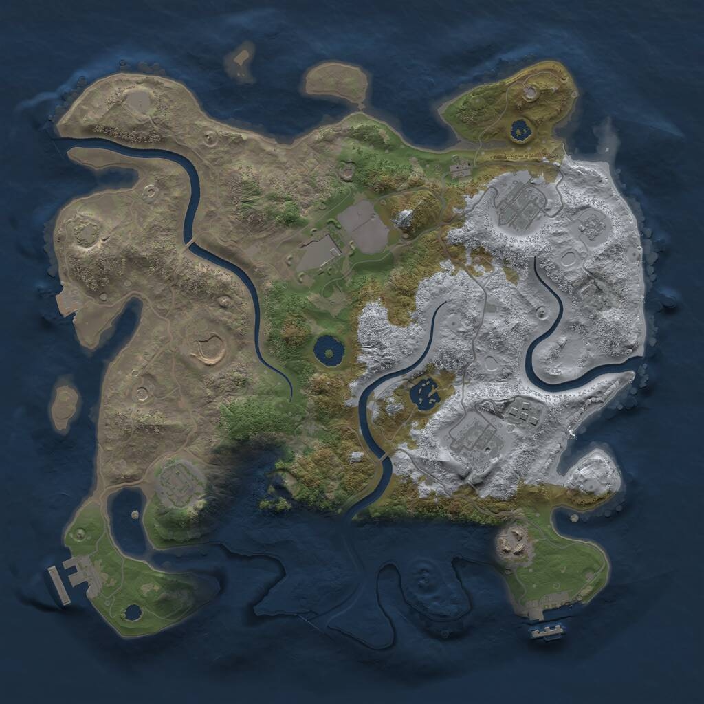 Rust Map: Procedural Map, Size: 3500, Seed: 844818422, 14 Monuments