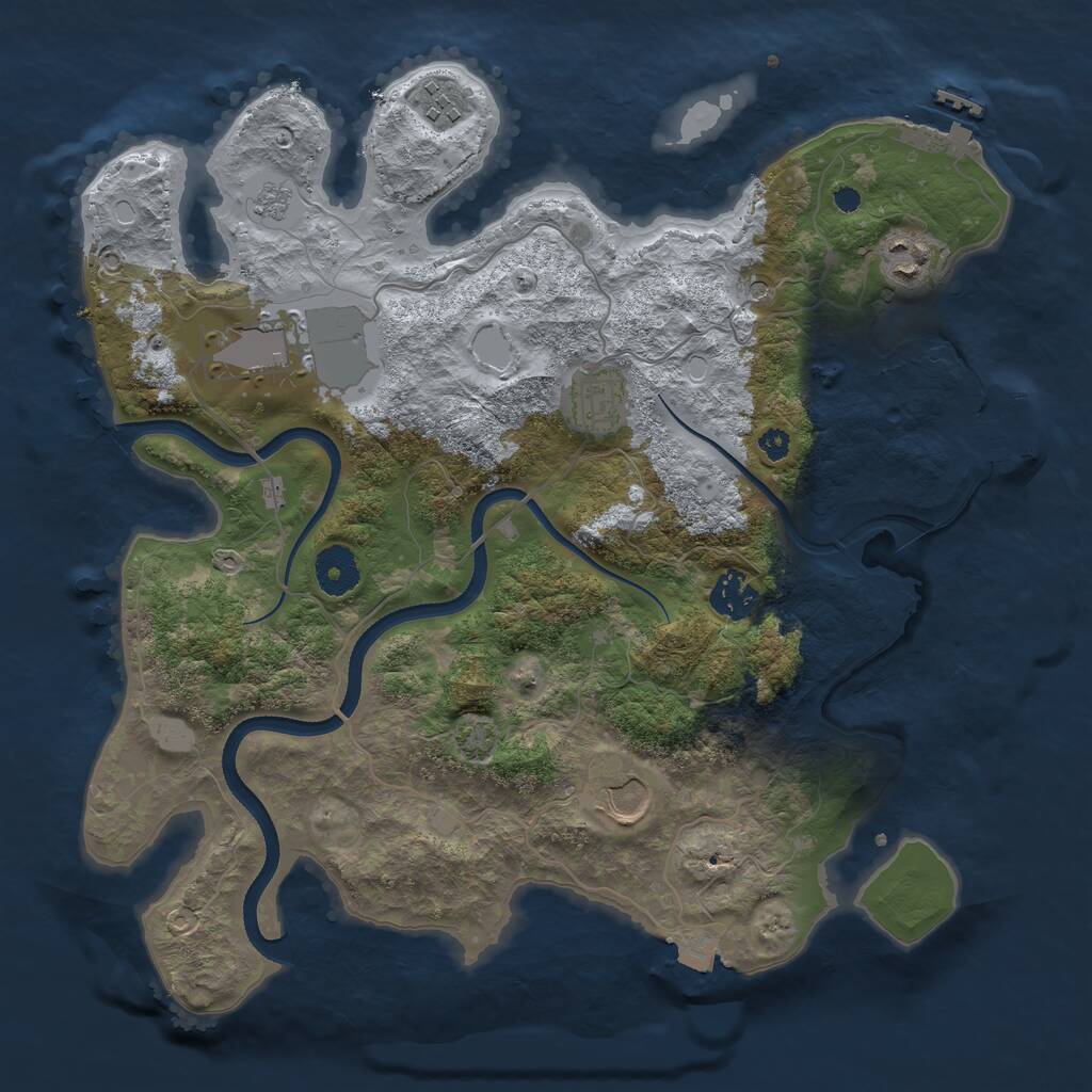 Rust Map: Procedural Map, Size: 3500, Seed: 2025011, 12 Monuments