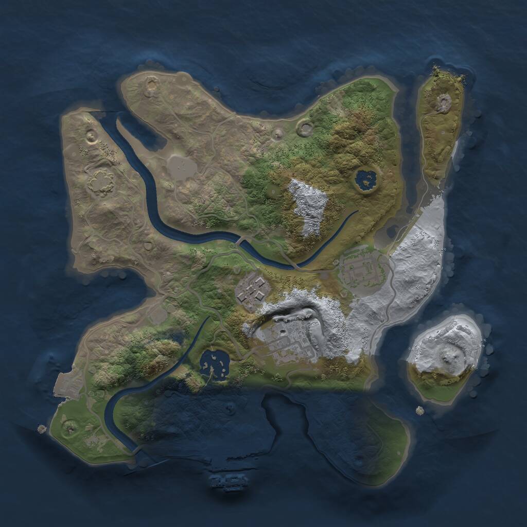 Rust Map: Procedural Map, Size: 2500, Seed: 1774643335, 7 Monuments