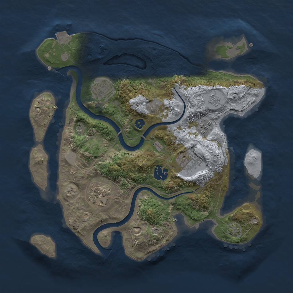 Rust Map: Procedural Map, Size: 3000, Seed: 34423423, 9 Monuments