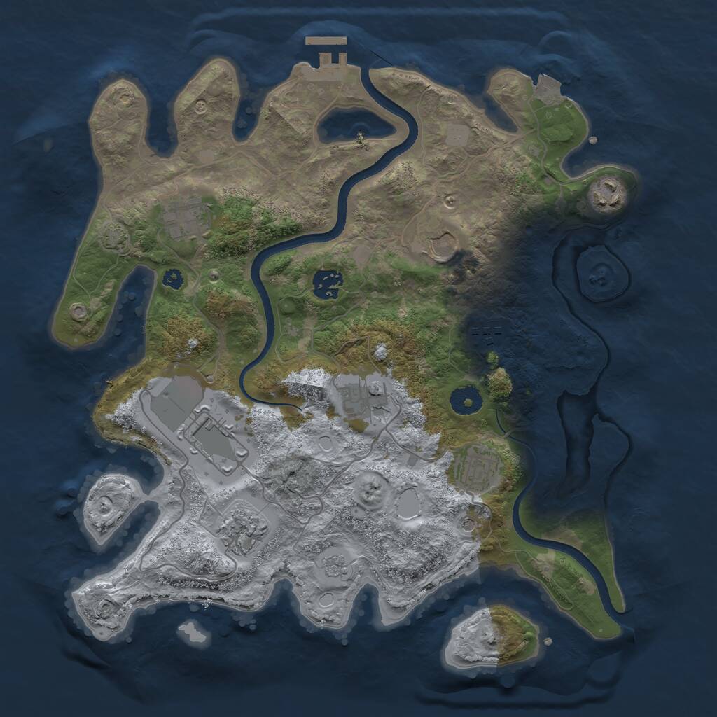 Rust Map: Procedural Map, Size: 3500, Seed: 318014409, 14 Monuments