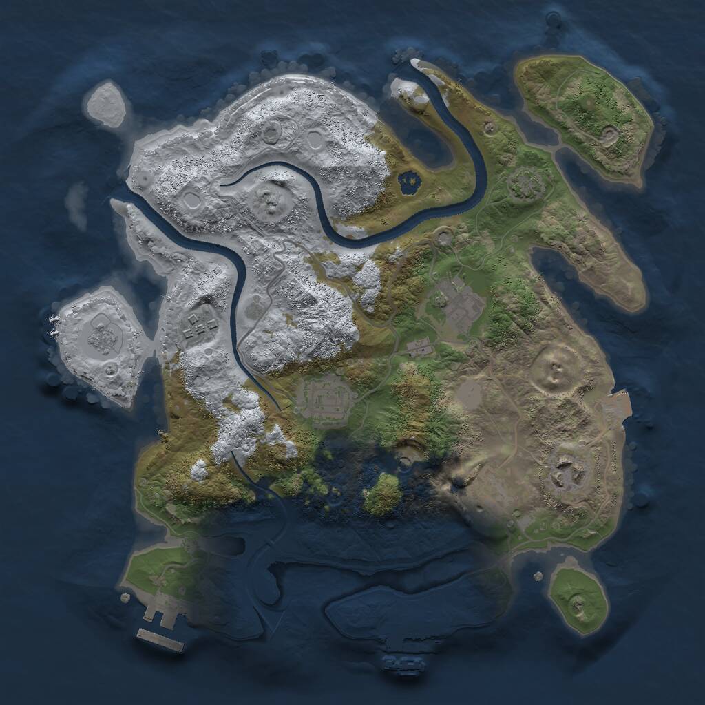 Rust Map: Procedural Map, Size: 3000, Seed: 8477, 11 Monuments