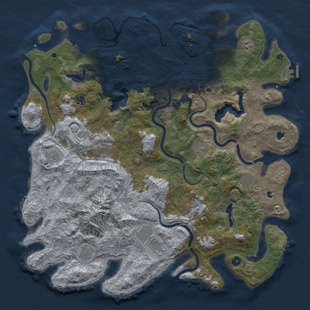 Rust Map: Procedural Map, Size: 5000, Seed: 834258400, 15 Monuments