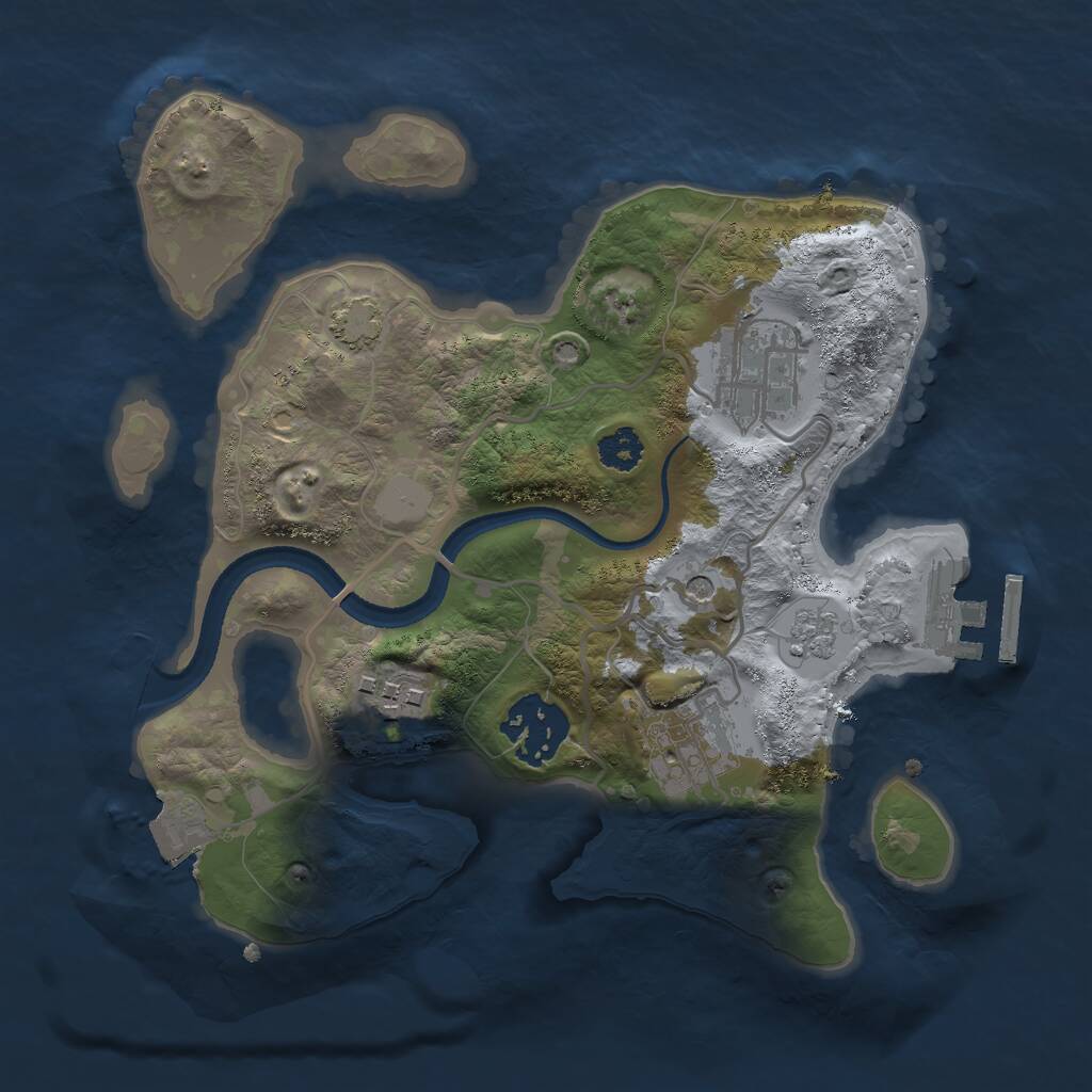 Rust Map: Procedural Map, Size: 2500, Seed: 844818422, 9 Monuments