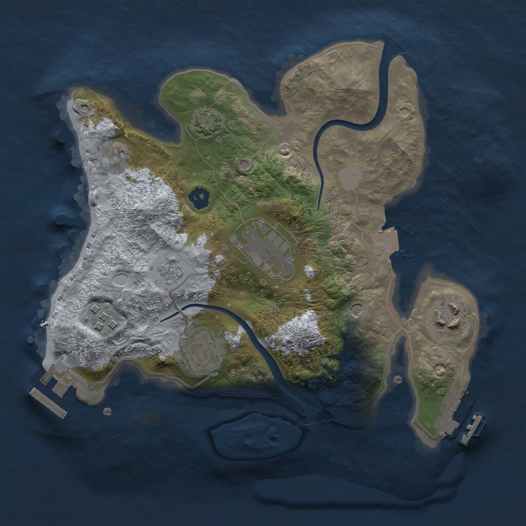 Rust Map: Procedural Map, Size: 2500, Seed: 2134941824, 10 Monuments