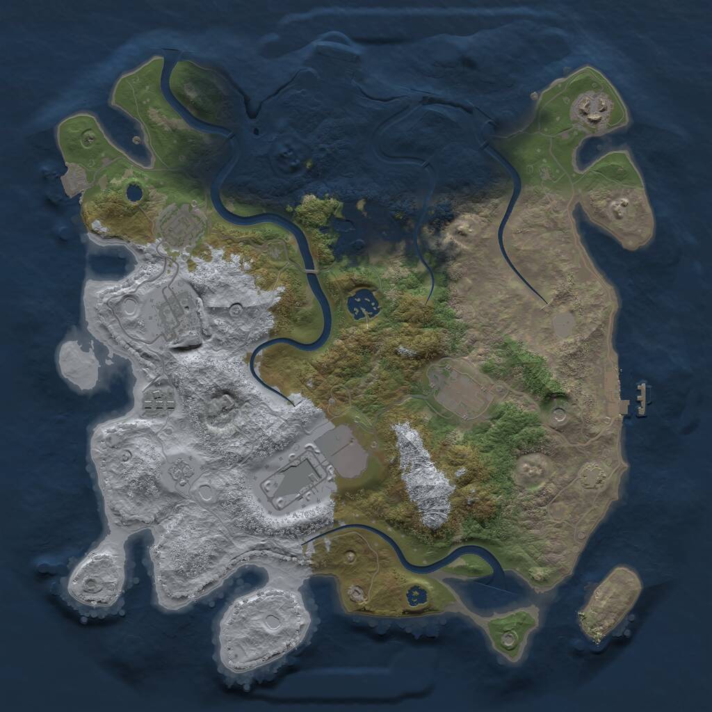 Rust Map: Procedural Map, Size: 3500, Seed: 810754898, 14 Monuments