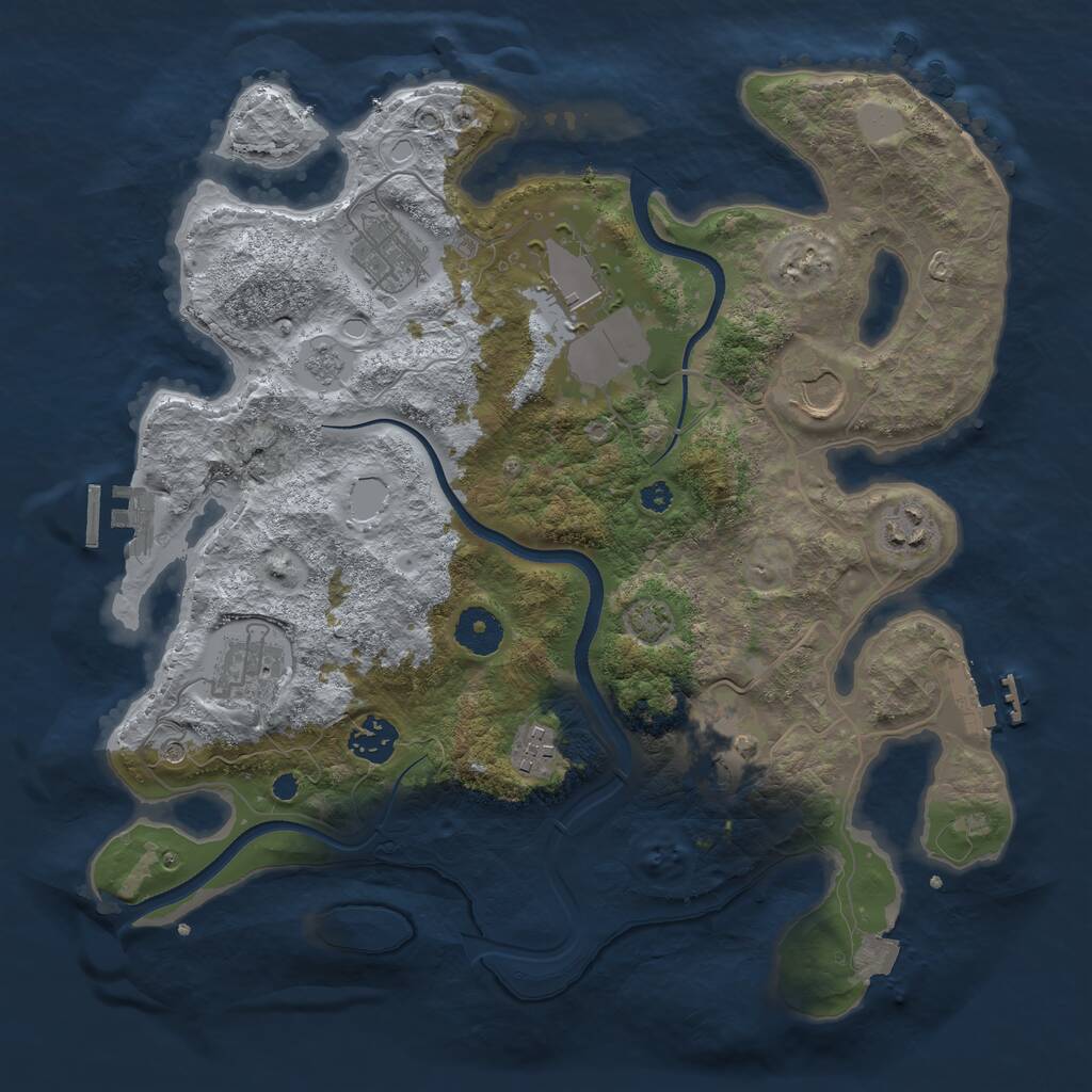 Rust Map: Procedural Map, Size: 3500, Seed: 1382251258, 14 Monuments