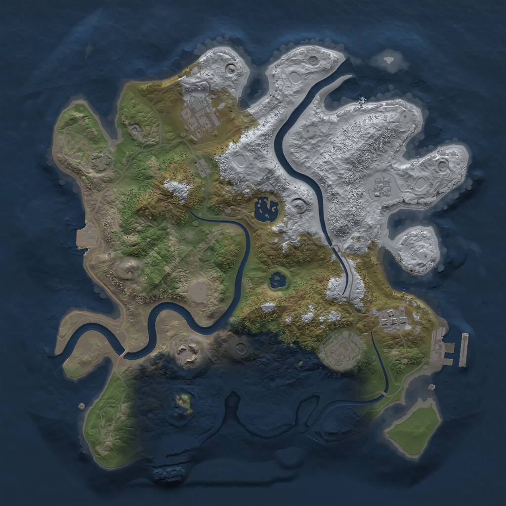 Rust Map: Procedural Map, Size: 3000, Seed: 9208735, 11 Monuments