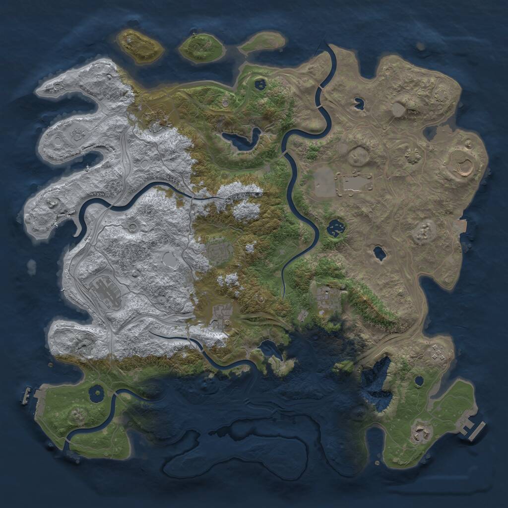 Rust Map: Procedural Map, Size: 4500, Seed: 1997093597, 16 Monuments