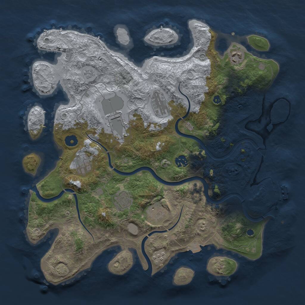 Rust Map: Procedural Map, Size: 3750, Seed: 263447955, 13 Monuments