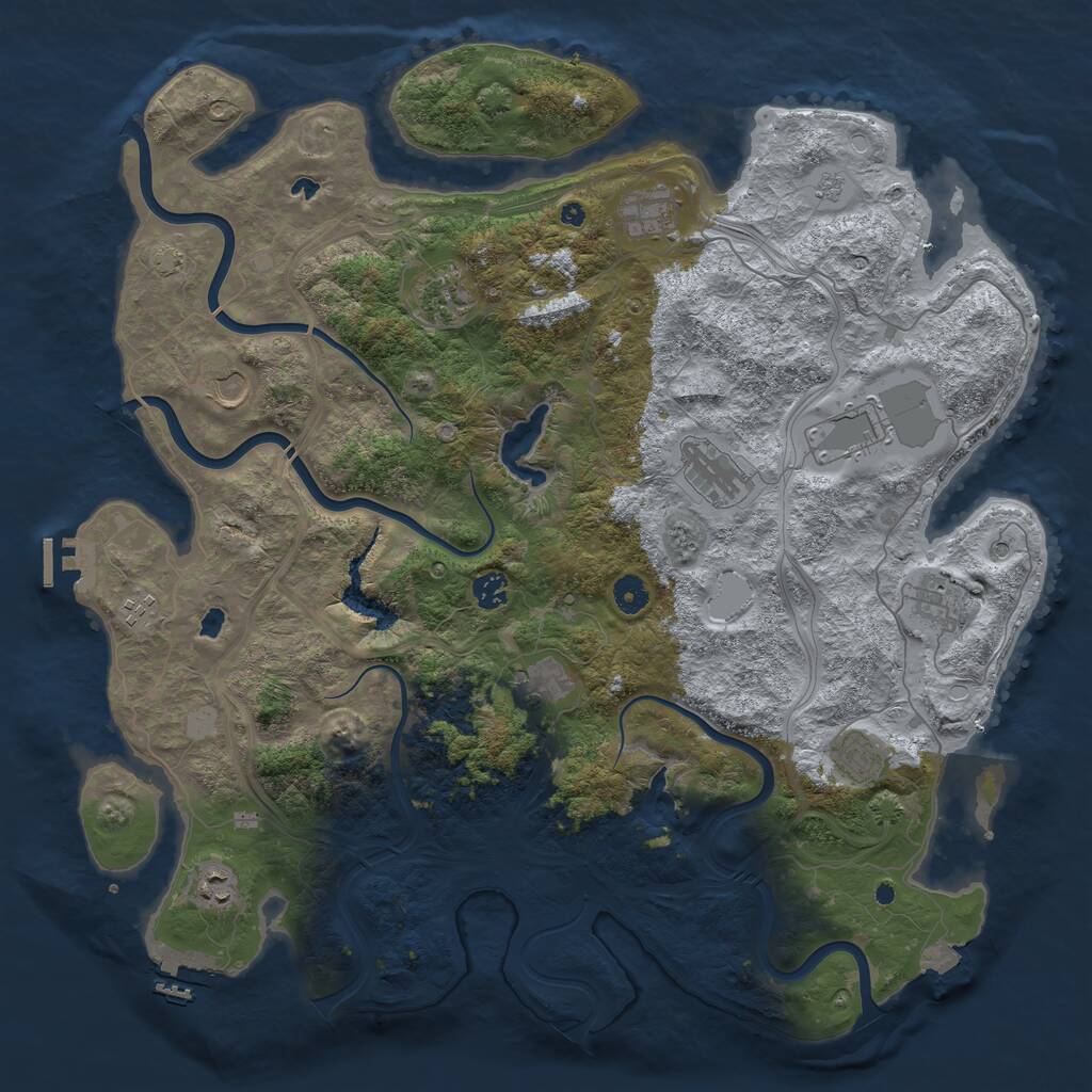 Rust Map: Procedural Map, Size: 4500, Seed: 90902070, 17 Monuments