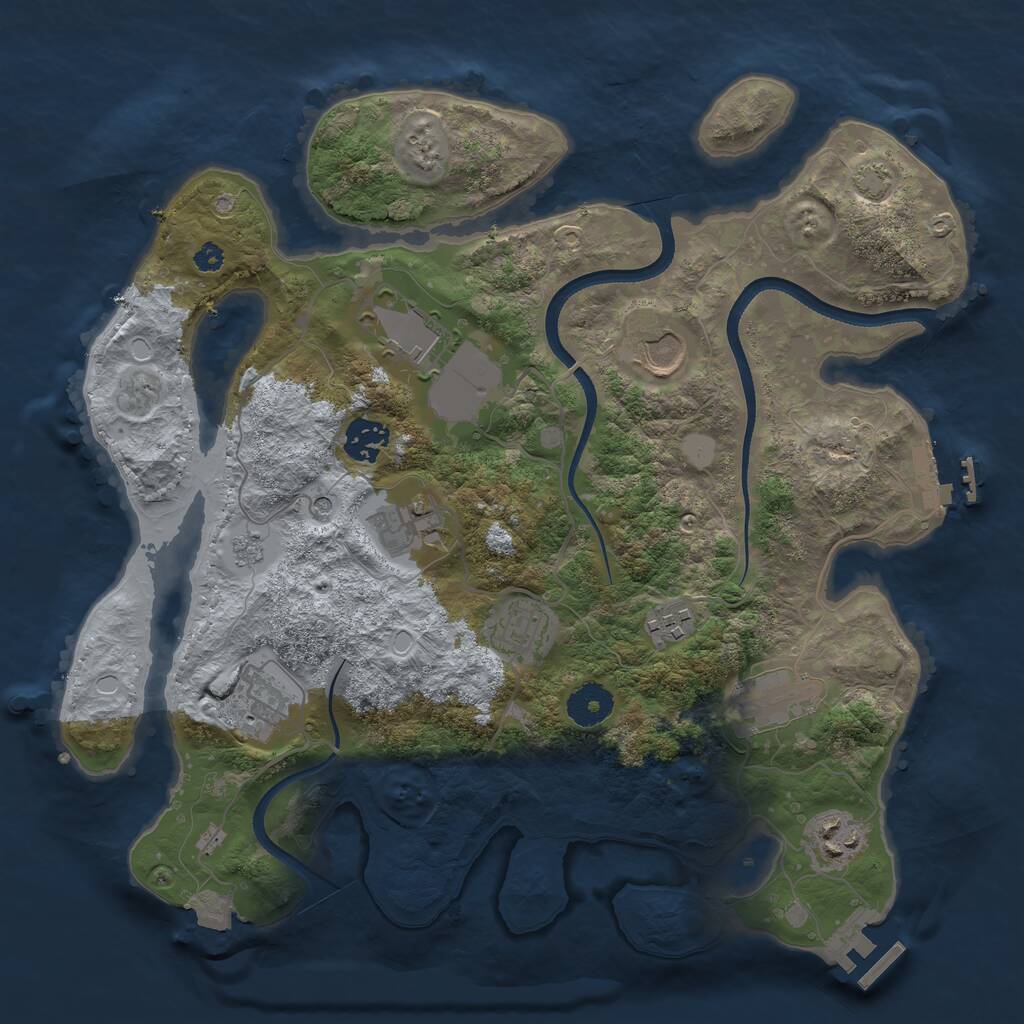 Rust Map: Procedural Map, Size: 3500, Seed: 806636733, 15 Monuments