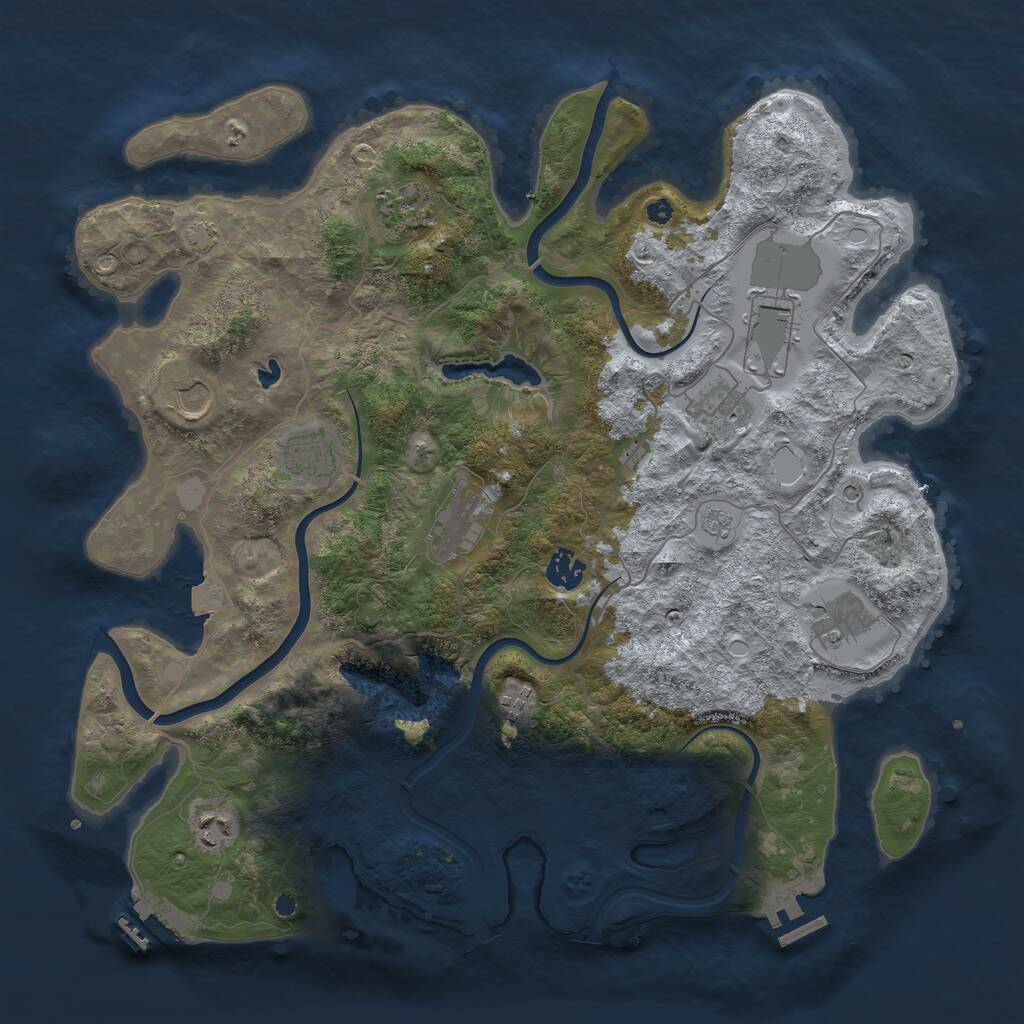 Rust Map: Procedural Map, Size: 4000, Seed: 2068939208, 16 Monuments