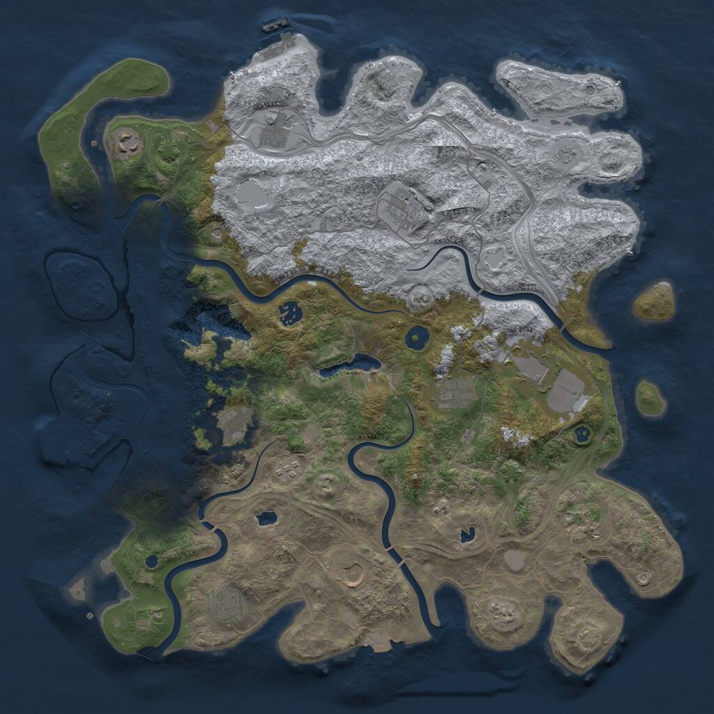 Rust Map: Procedural Map, Size: 4500, Seed: 897224942, 17 Monuments