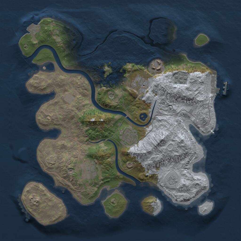 Rust Map: Procedural Map, Size: 3000, Seed: 541935743, 10 Monuments