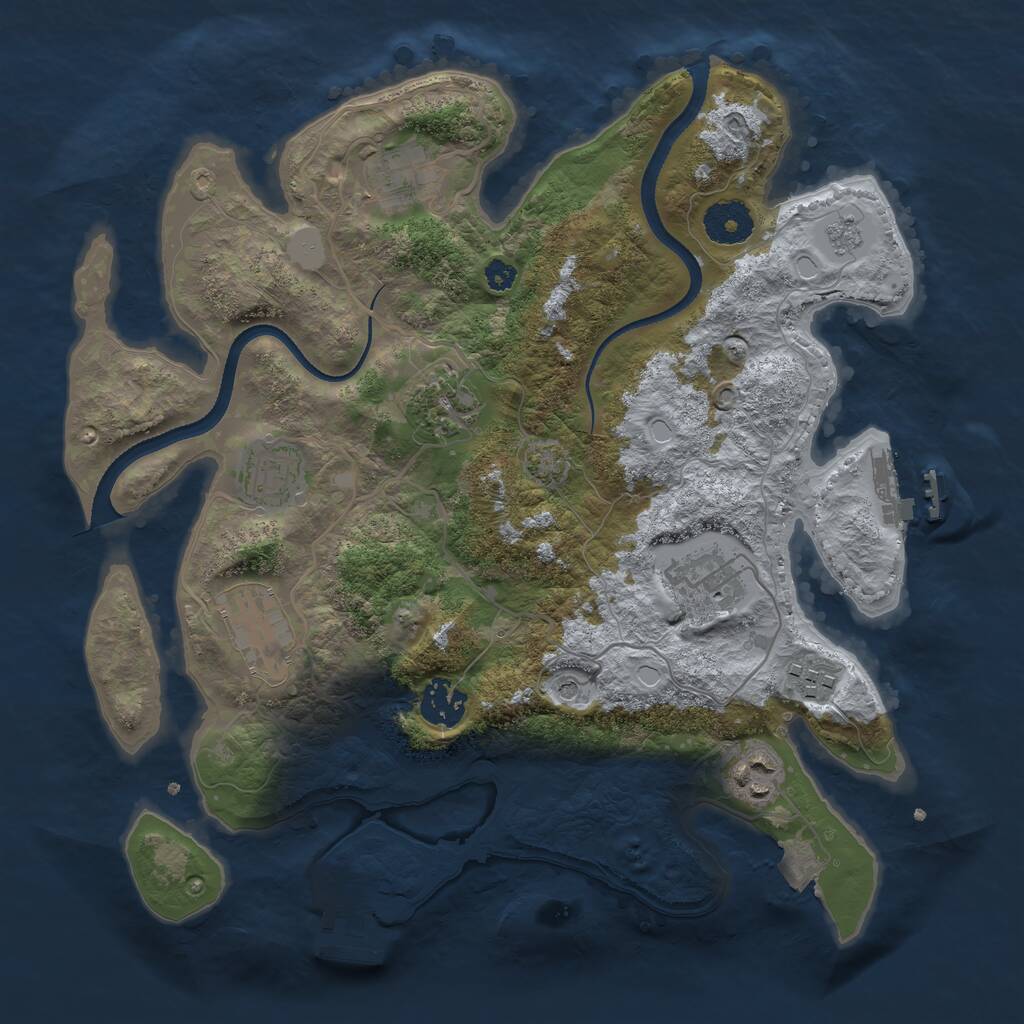 Rust Map: Procedural Map, Size: 3300, Seed: 1042730480, 14 Monuments